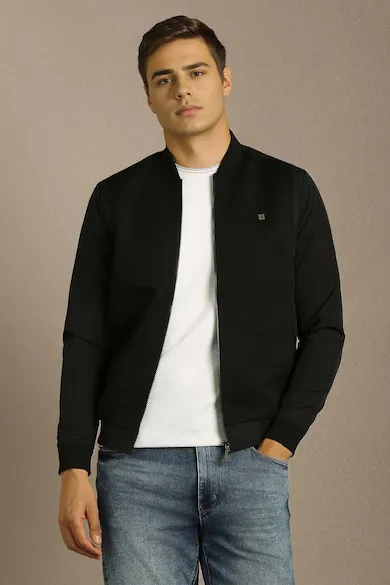 Men Casual Black Solid Reversible Jacket